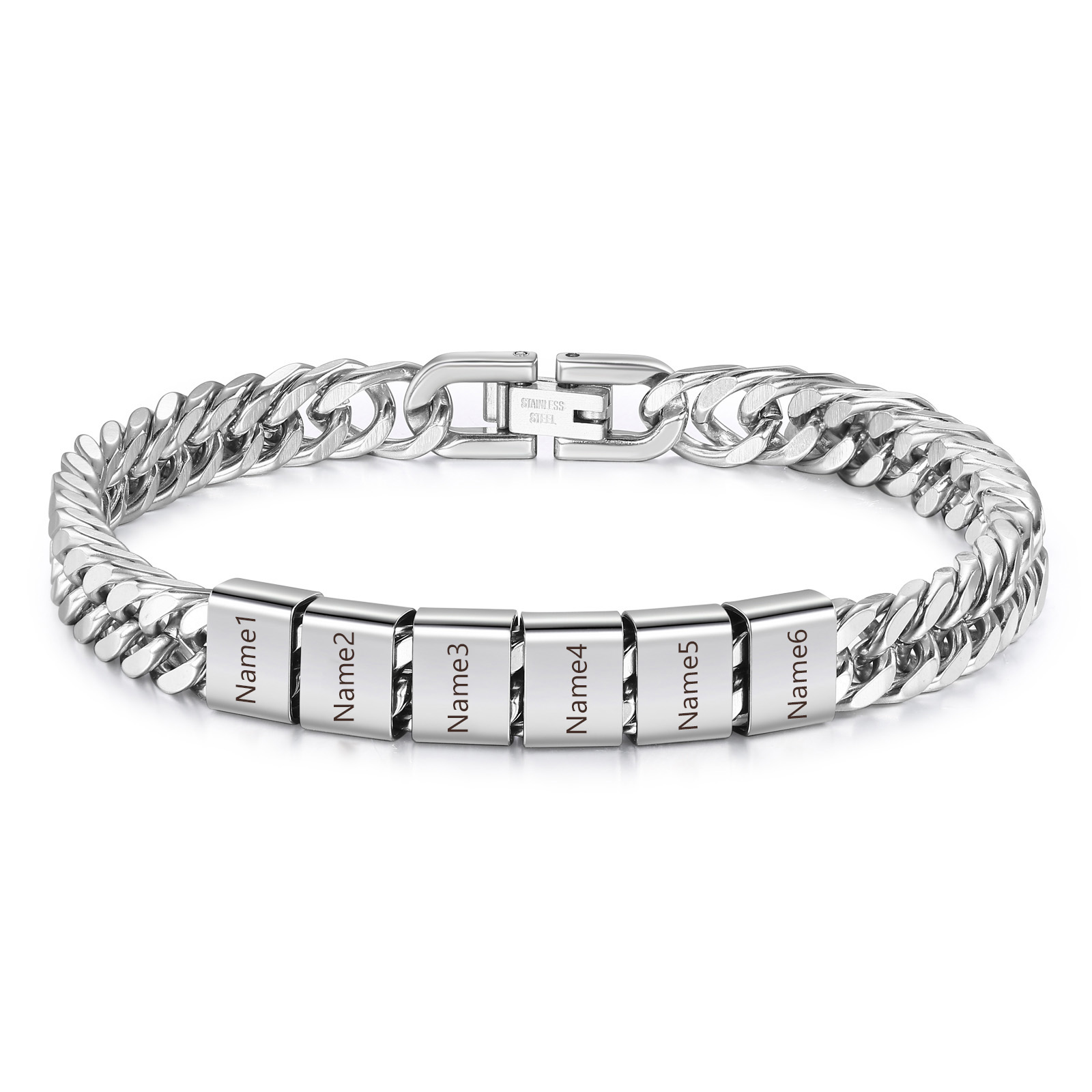 2-6 names - Father’s Day Custom Name Stainless Steel Bracelet – Personalized Men’s Chain | Jessemade