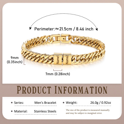 Personalized  Bracelet for Men with Custom Engraving 2-6 Names - Gift for Grandpa | Jessemade