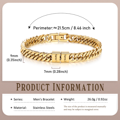 Personalized  Bracelet for Men with Custom Engraving 2-6 Names - Gift for Grandpa | Jessemade