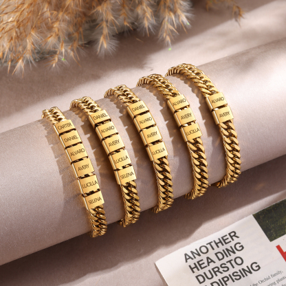 Personalized  Bracelet for Men with Custom Engraving 2-6 Names - Gift for Grandpa | Jessemade