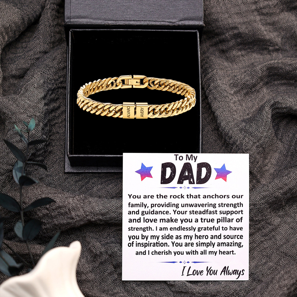 Personalized Name Bracelet for Men with Custom Engraving Gift for Grandpa | Jessemade