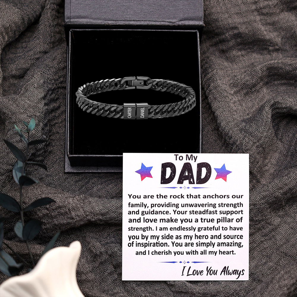 Personalized Name Bracelet for Men with Custom Engraving Gift for Grandpa | Jessemade