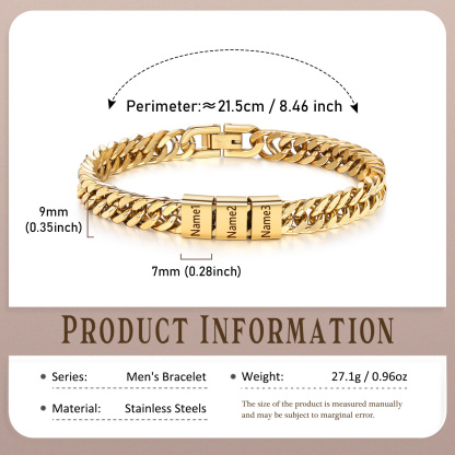 Personalized  Bracelet for Men with Custom Engraving 2-6 Names - Gift for Grandpa | Jessemade