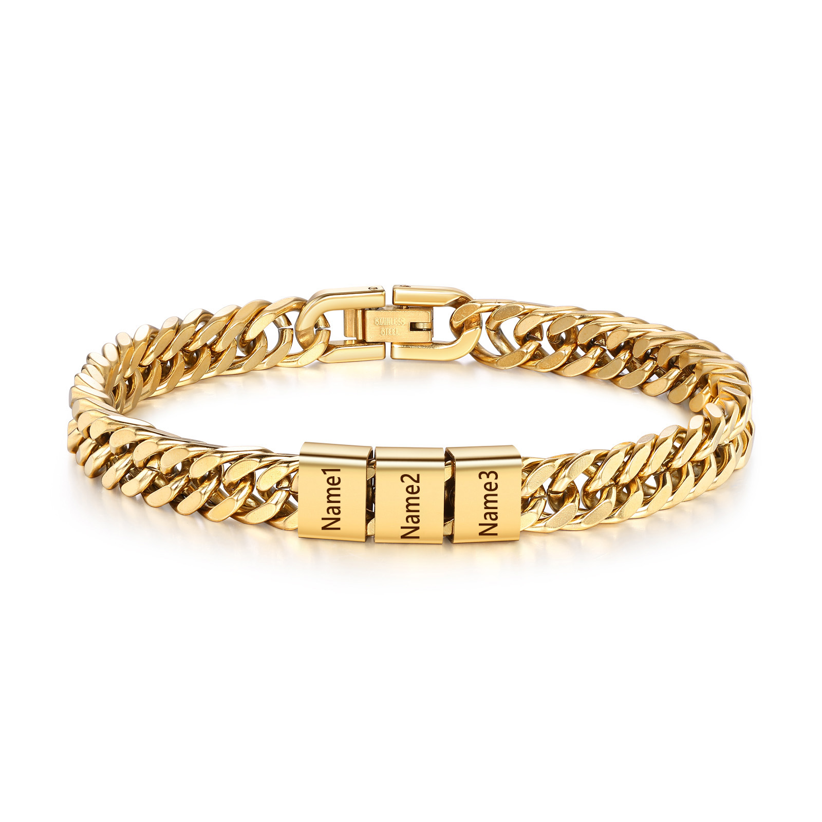 Personalized  Bracelet for Men with Custom Engraving 2-6 Names - Gift for Grandpa | Jessemade