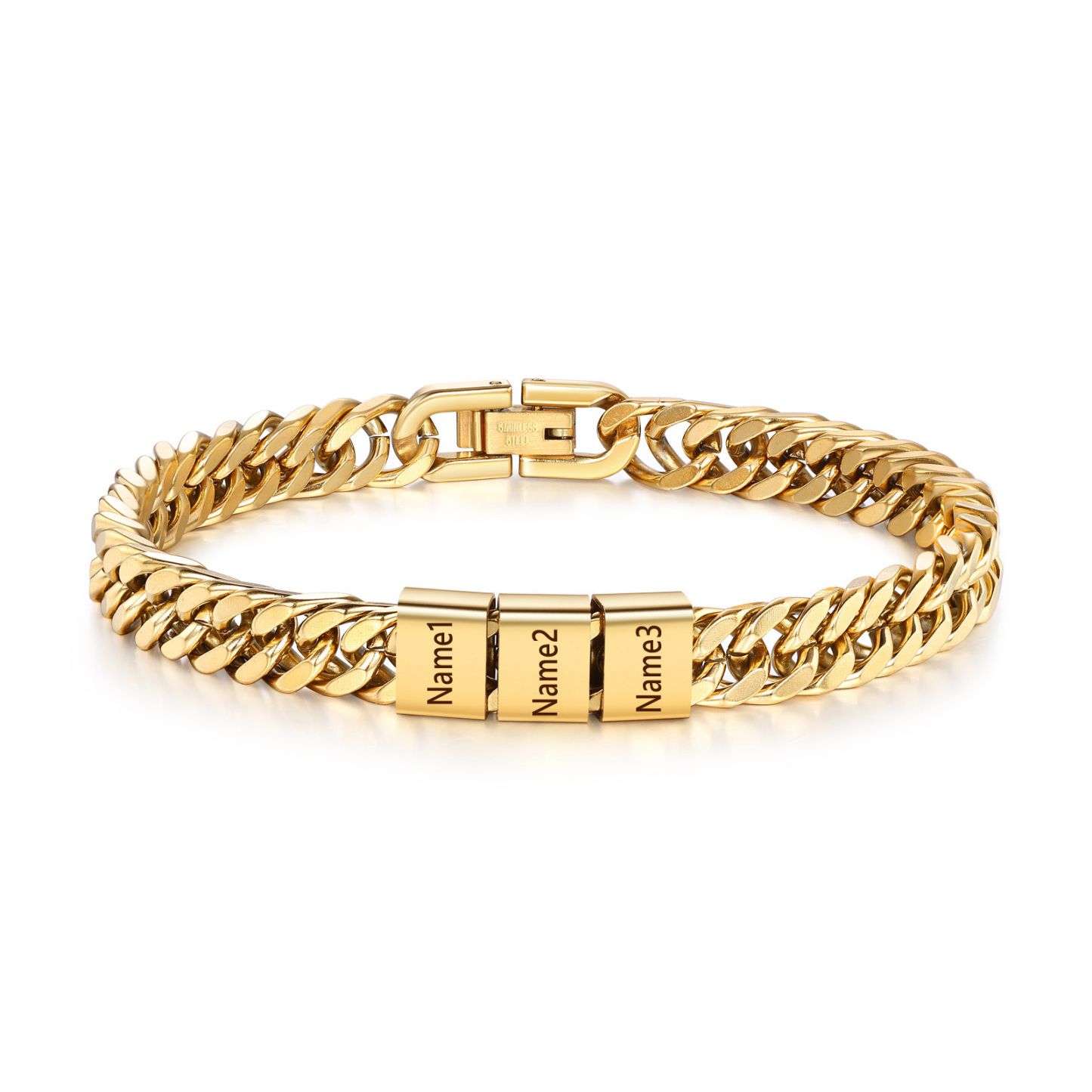 Personalized  Bracelet for Men with Custom Engraving 2-6 Names - Gift for Grandpa | Jessemade