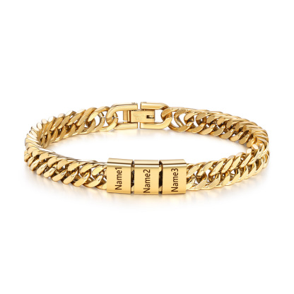 Personalized  Bracelet for Men with Custom Engraving 2-6 Names - Gift for Grandpa | Jessemade