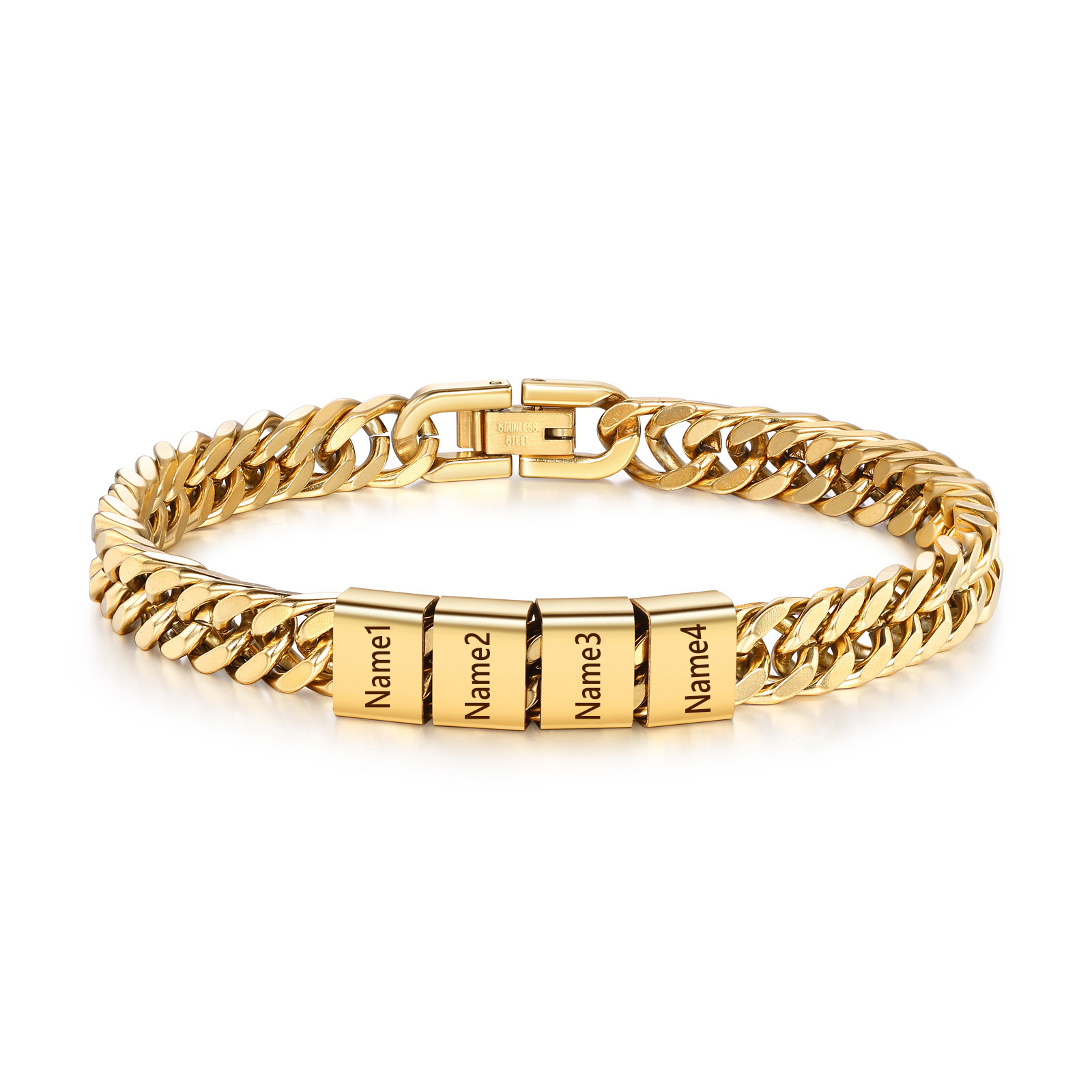 Personalized  Bracelet for Men with Custom Engraving 2-6 Names - Gift for Grandpa | Jessemade