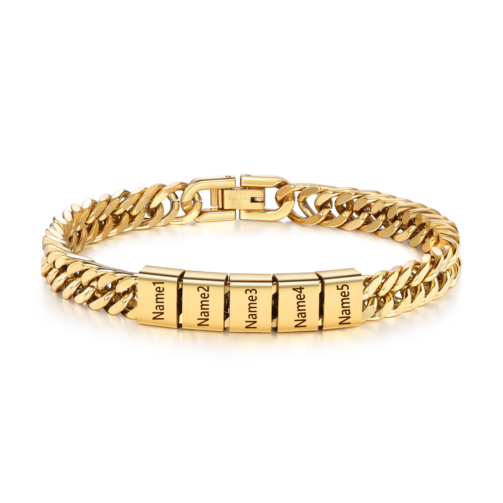 Personalized  Bracelet for Men with Custom Engraving 2-6 Names - Gift for Grandpa | Jessemade