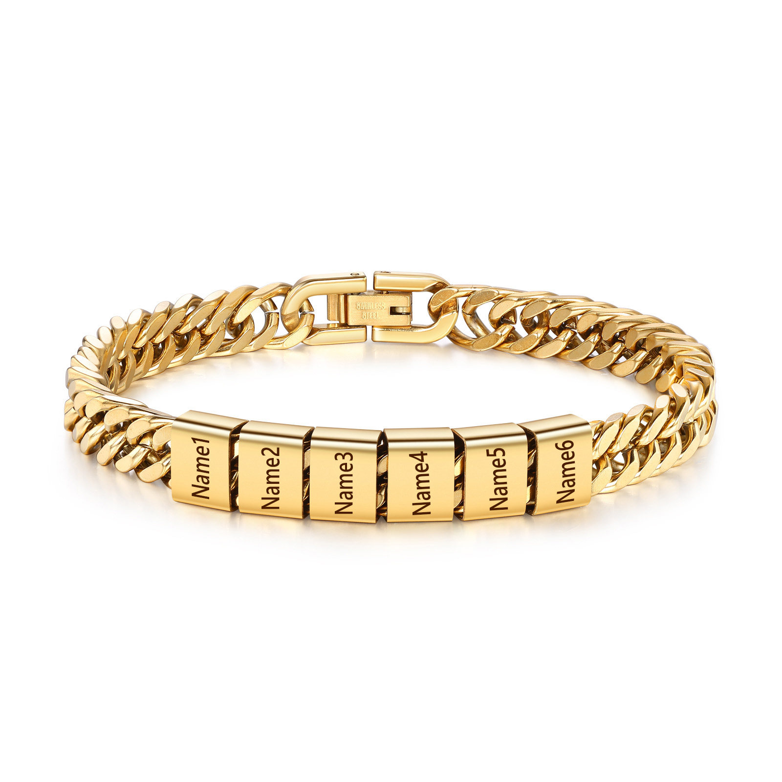 Personalized  Bracelet for Men with Custom Engraving 2-6 Names - Gift for Grandpa | Jessemade