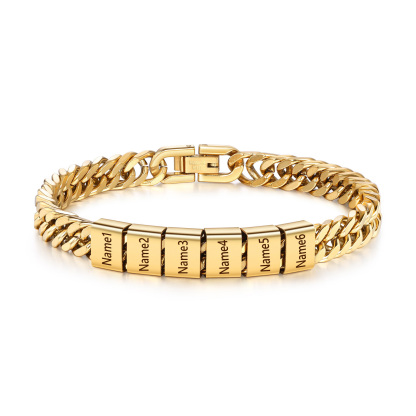 Personalized  Bracelet for Men with Custom Engraving 2-6 Names - Gift for Grandpa | Jessemade