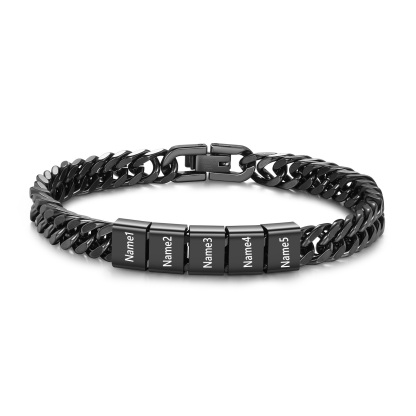 Personalized  Bracelet for Men with Custom Engraving 2-6 Names - Gift for Grandpa | Jessemade