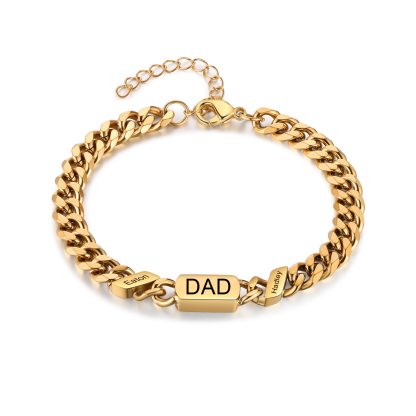 Men's Personalized Gold/Black Cuban Link Dad Bracelet