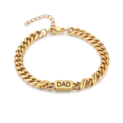 Men's Personalized Gold/Black Cuban Link Dad Bracelet