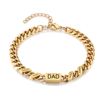 Men's Personalized Gold/Black Cuban Link Dad Bracelet