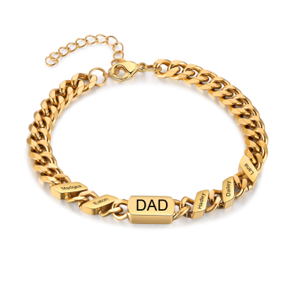 Men's Personalized Gold/Black Cuban Link Dad Bracelet