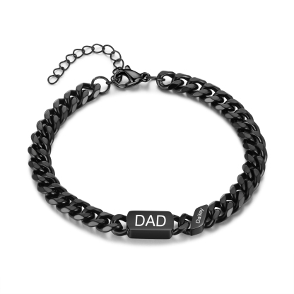 Men's Personalized Gold/Black Cuban Link Dad Bracelet