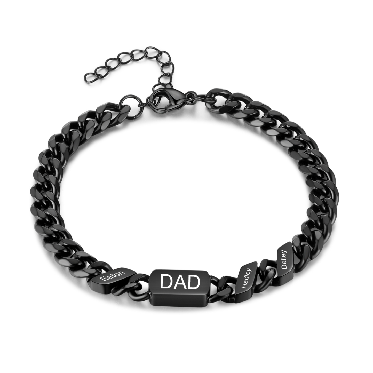 Men's Personalized Gold/Black Cuban Link Dad Bracelet