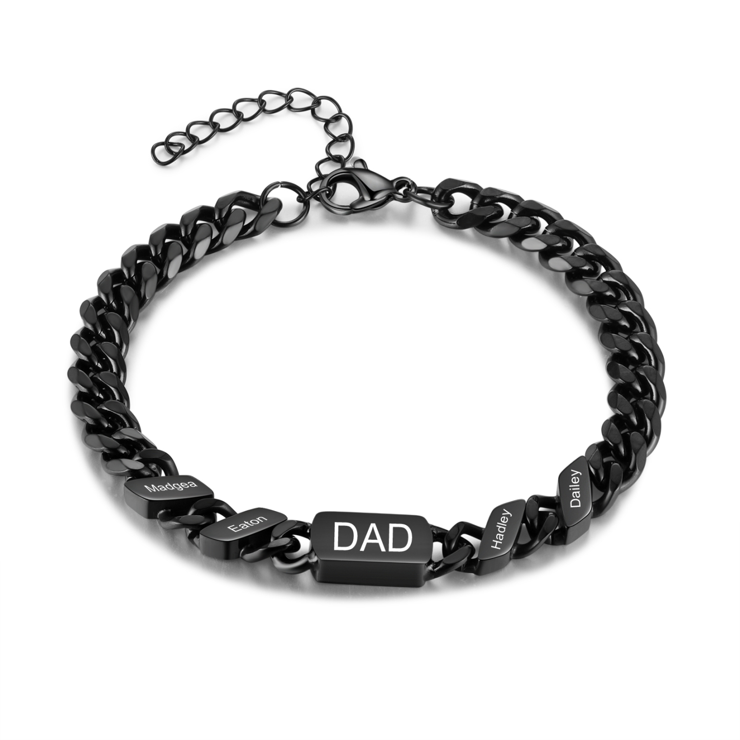Men's Personalized Gold/Black Cuban Link Dad Bracelet