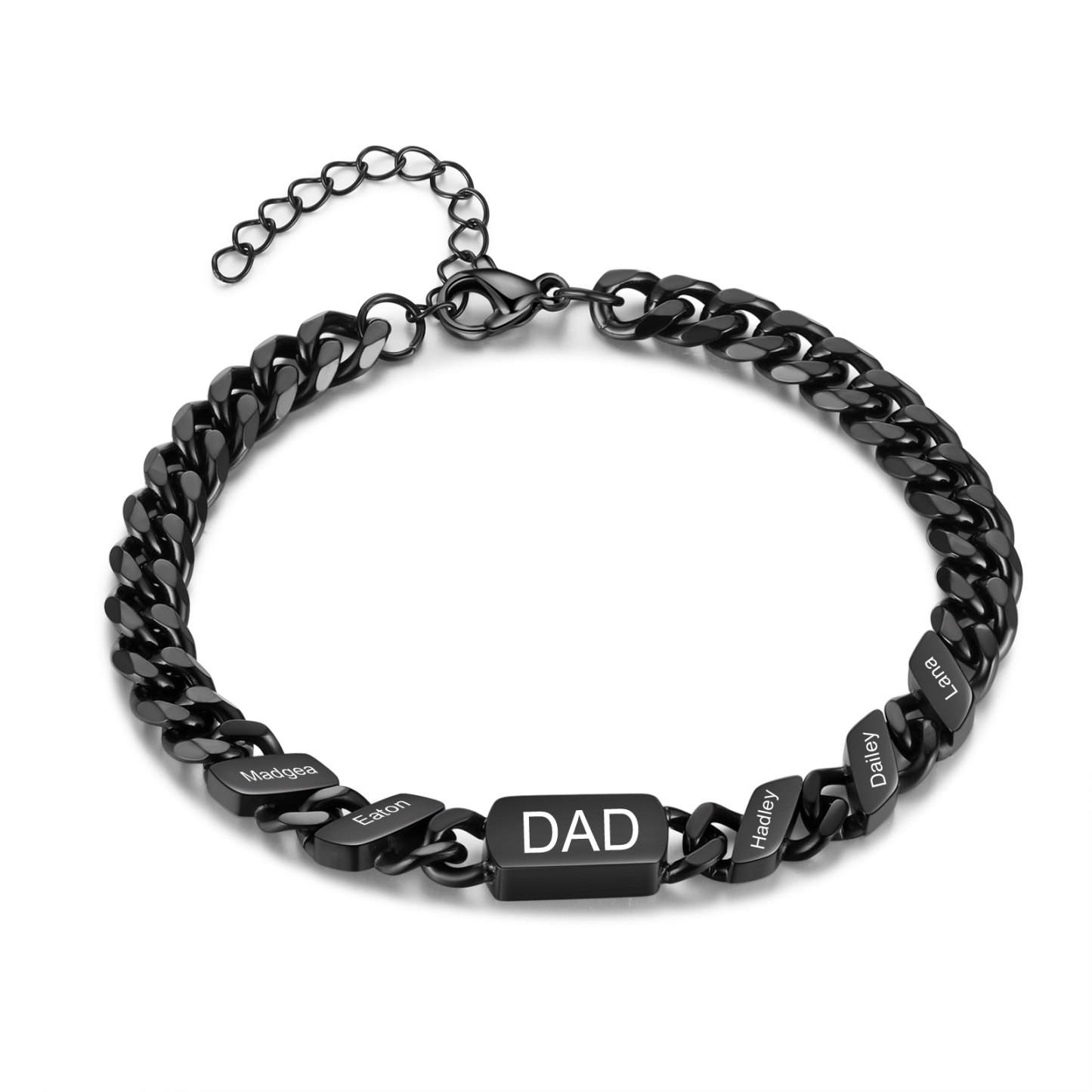 Men's Personalized Gold/Black Cuban Link Dad Bracelet