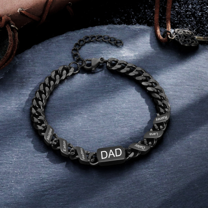 Men's Personalized Gold/Black Cuban Link Dad Bracelet