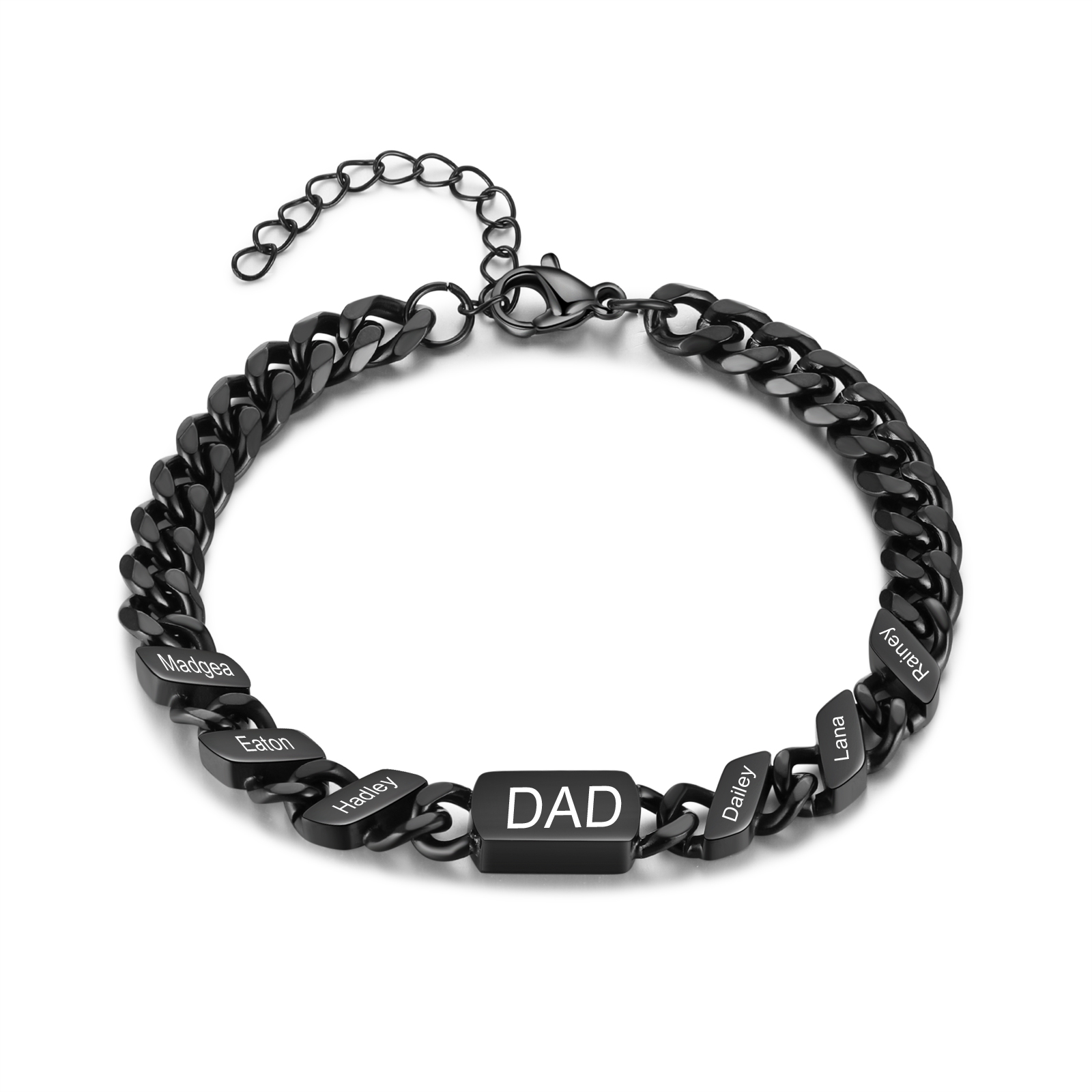Men's Personalized Gold/Black Cuban Link Dad Bracelet