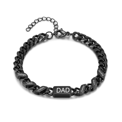 Men's Personalized Gold/Black Cuban Link Dad Bracelet