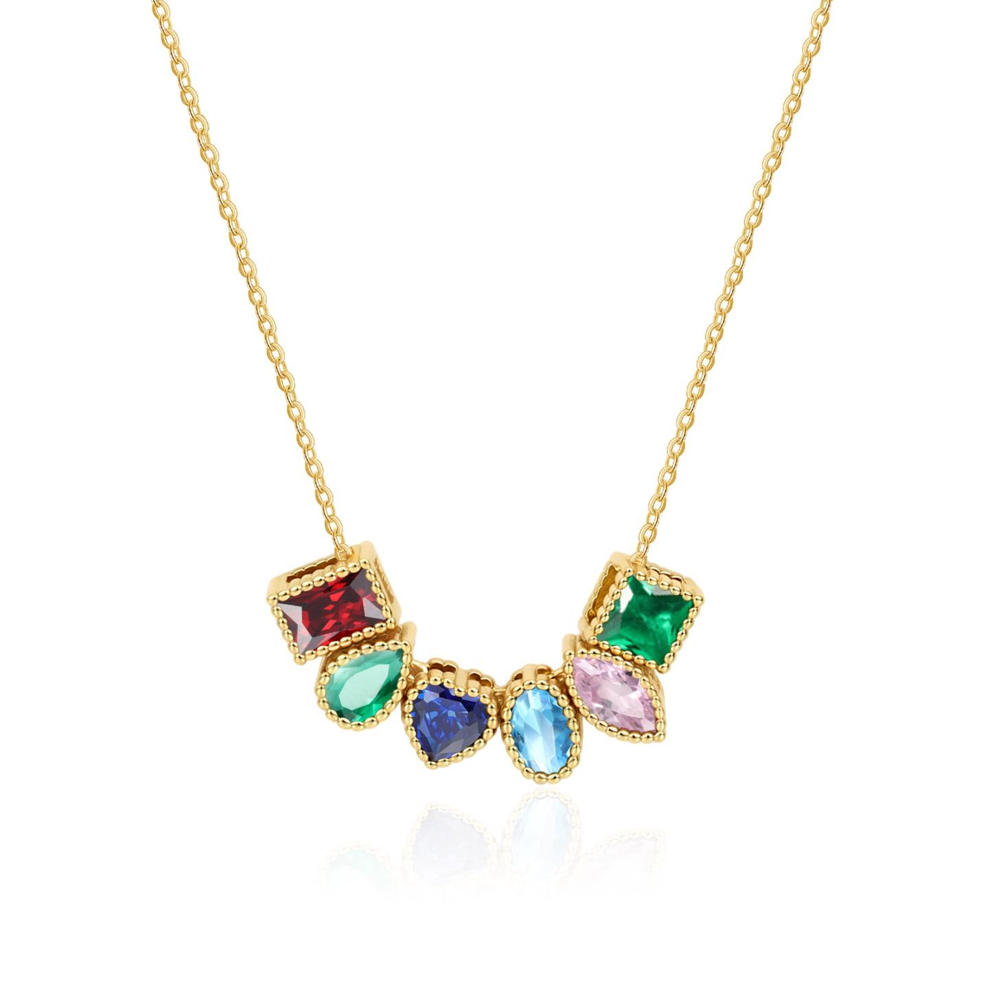 Personalized Birthstone Charm Necklace Customized with 1-6 Stones