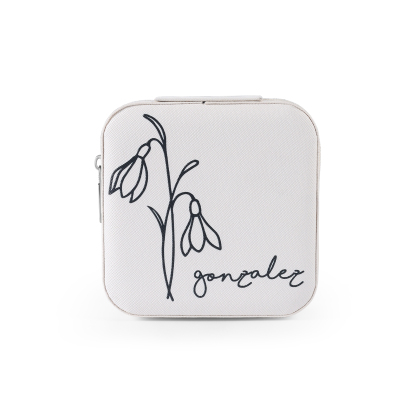 Square Jewelry Storage Box-Personalised 1 Name Customized Birthflower Storage Box In Various Colors