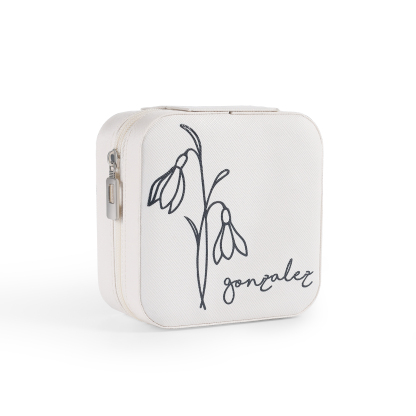 Square Jewelry Storage Box-Personalised 1 Name Customized Birthflower Storage Box In Various Colors