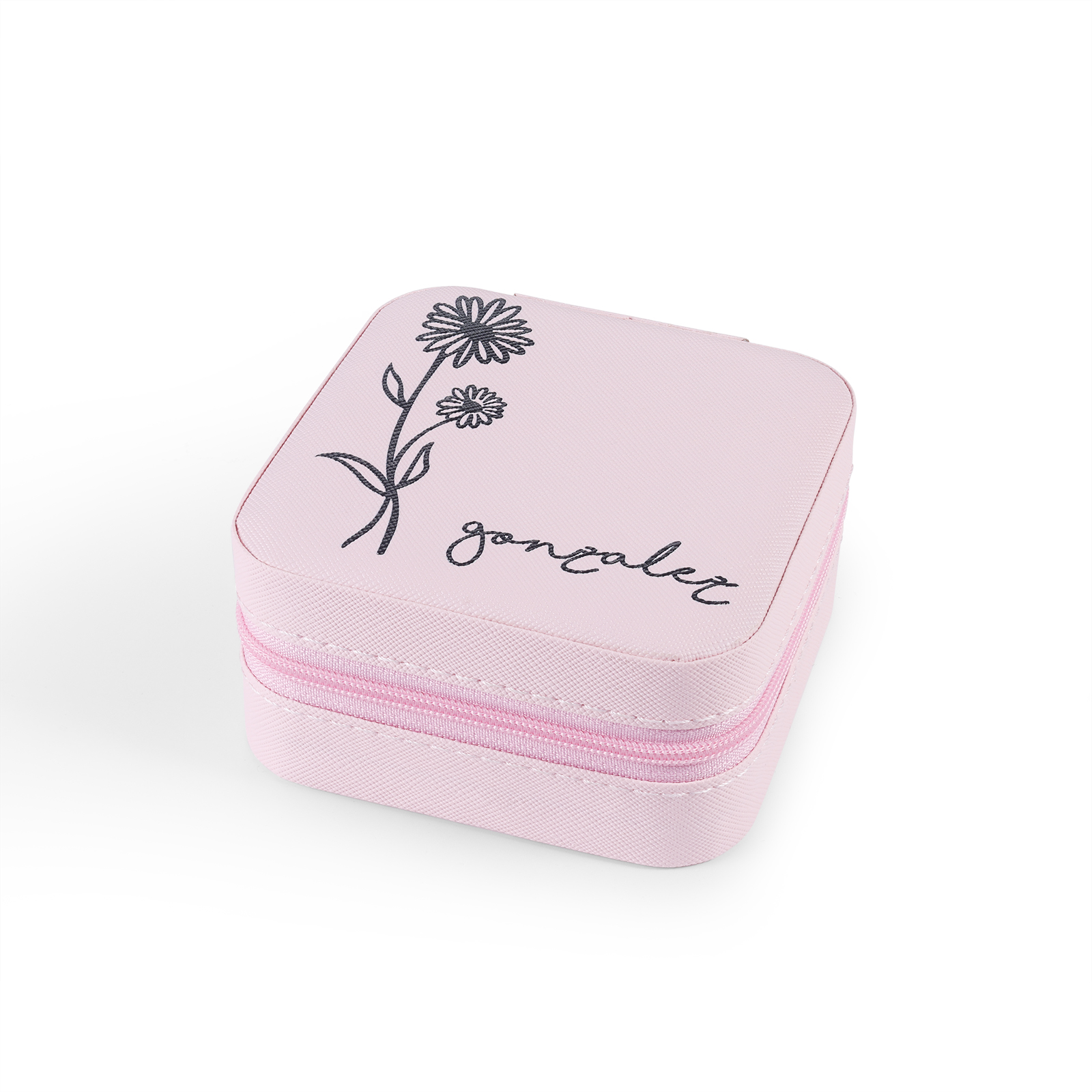 Square Jewelry Storage Box-Personalised 1 Name Customized Birthflower Storage Box In Various Colors