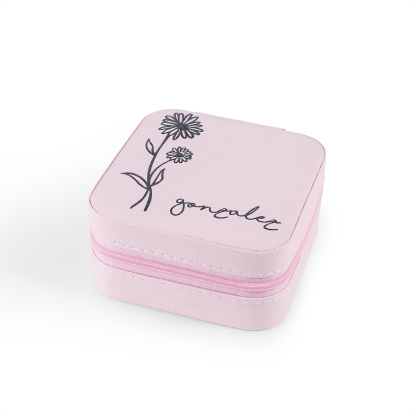 Square Jewelry Storage Box-Personalised 1 Name Customized Birthflower Storage Box In Various Colors