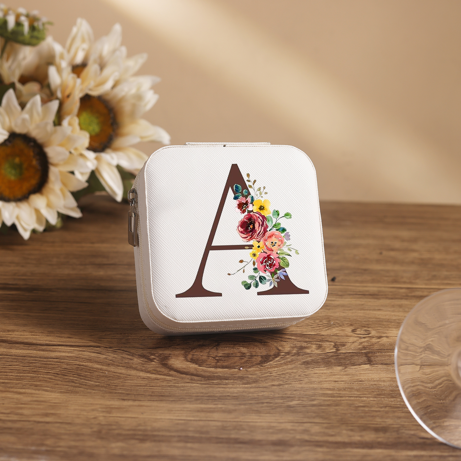 Square Jewelry Storage Box-Personalised 1 Name Customized Birthflower Storage Box In Various Colors