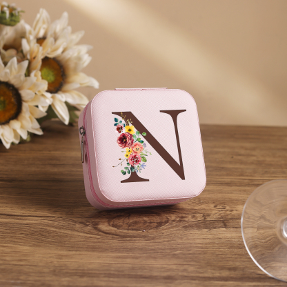 Square Jewelry Storage Box-Personalised 1 Name Customized Birthflower Storage Box In Various Colors