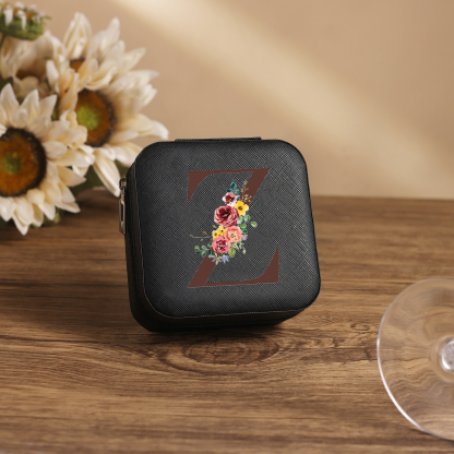 Square Jewelry Storage Box-Personalised 1 Name Customized Birthflower Storage Box In Various Colors