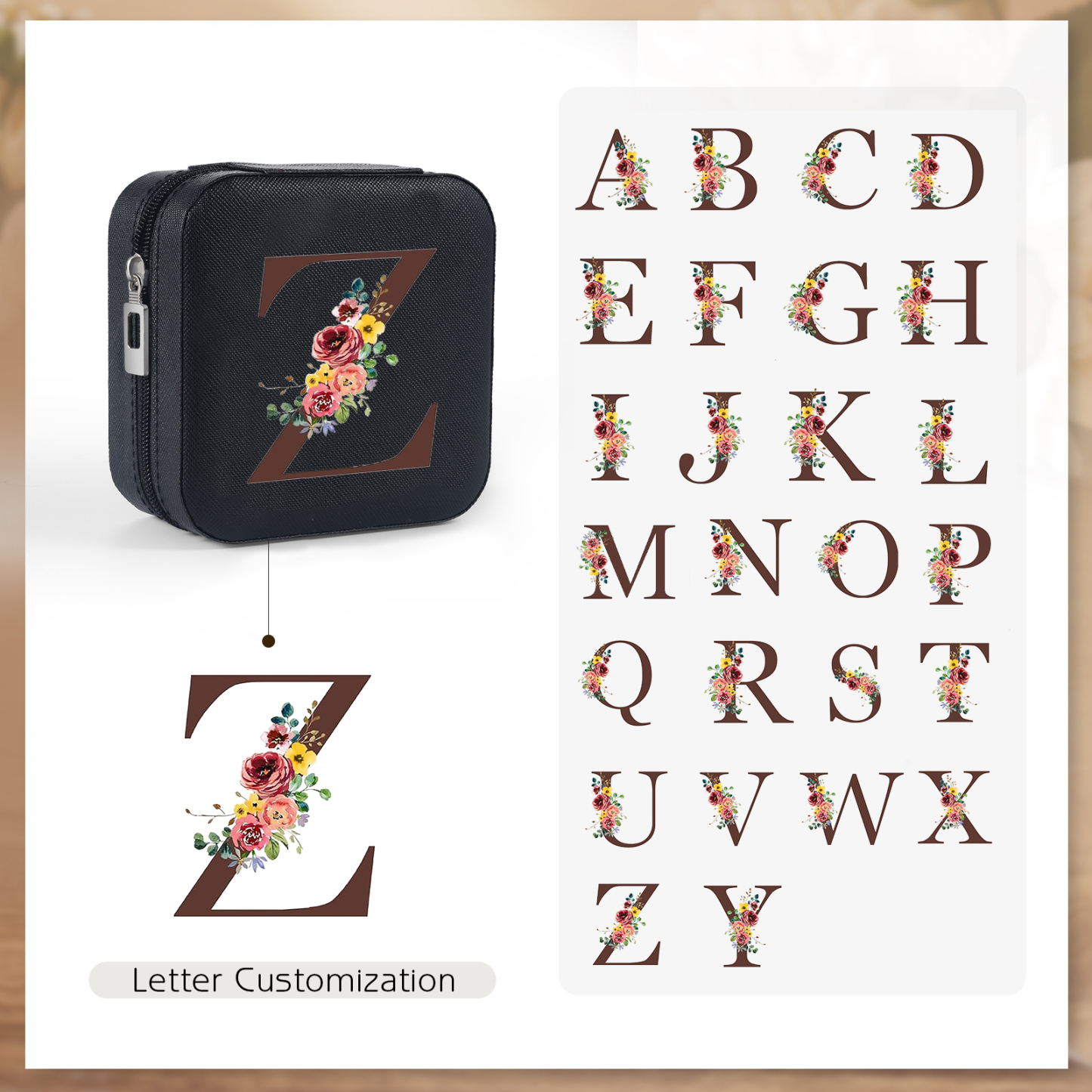 Square Jewelry Storage Box-Personalised 1 Name Customized Birthflower Storage Box In Various Colors