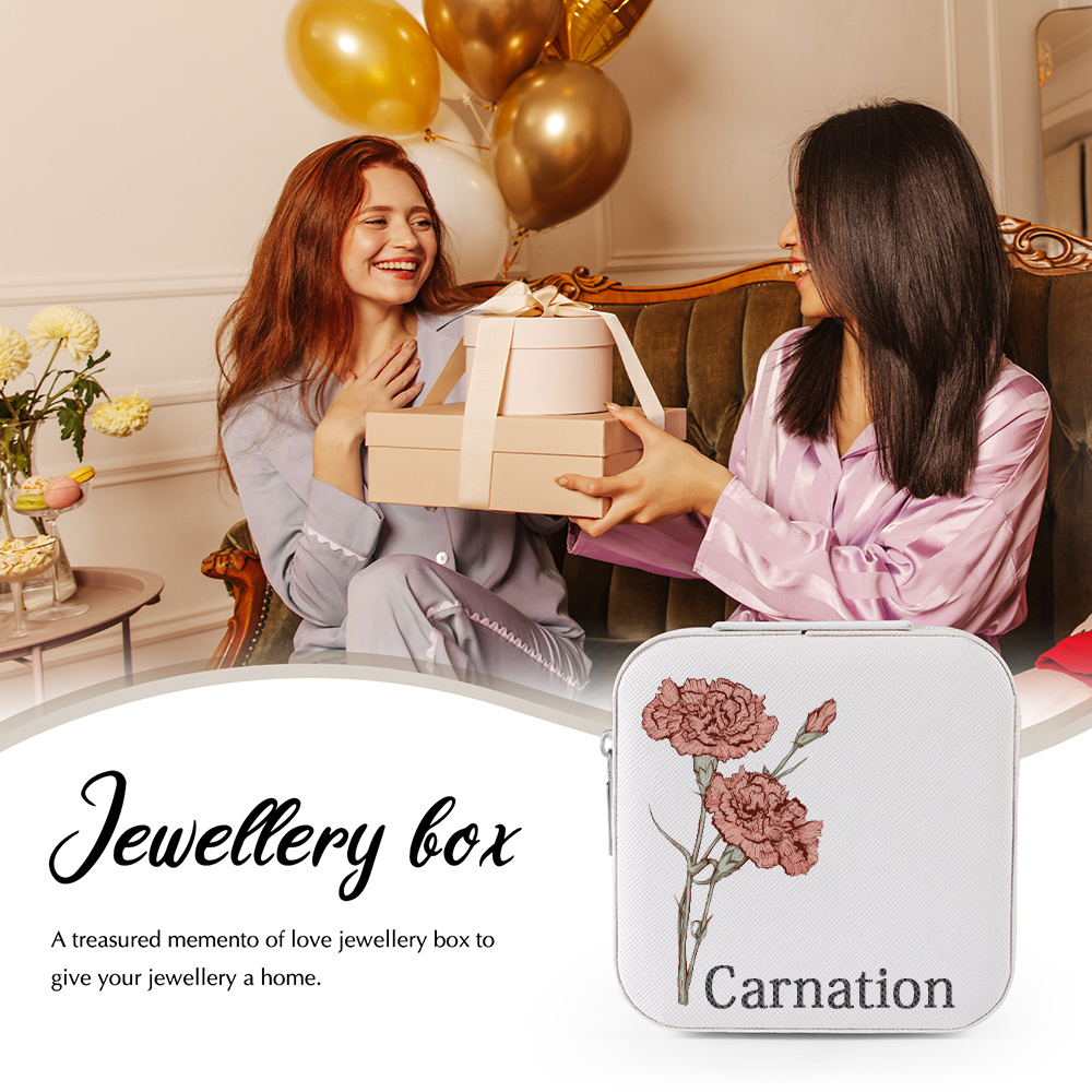 [Copy]Square Jewelry Storage Box-Personalised 1 Name Customized Birthflower Storage Box In Various Colors