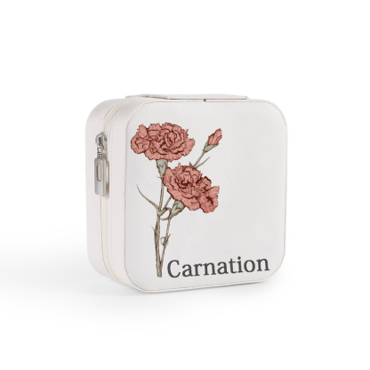[Copy]Square Jewelry Storage Box-Personalised 1 Name Customized Birthflower Storage Box In Various Colors