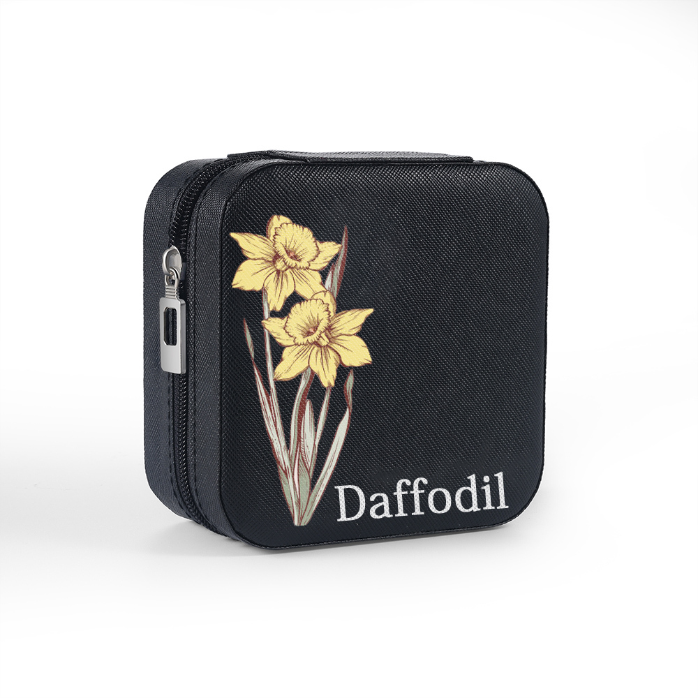 [Copy]Square Jewelry Storage Box-Personalised 1 Name Customized Birthflower Storage Box In Various Colors