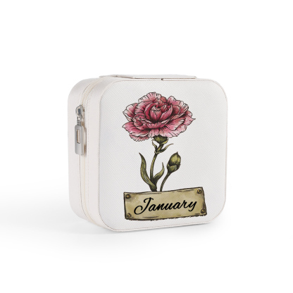 Square Jewelry Storage Box-Personalised 1 Name Customized Birthflower Storage Box In Various Colors