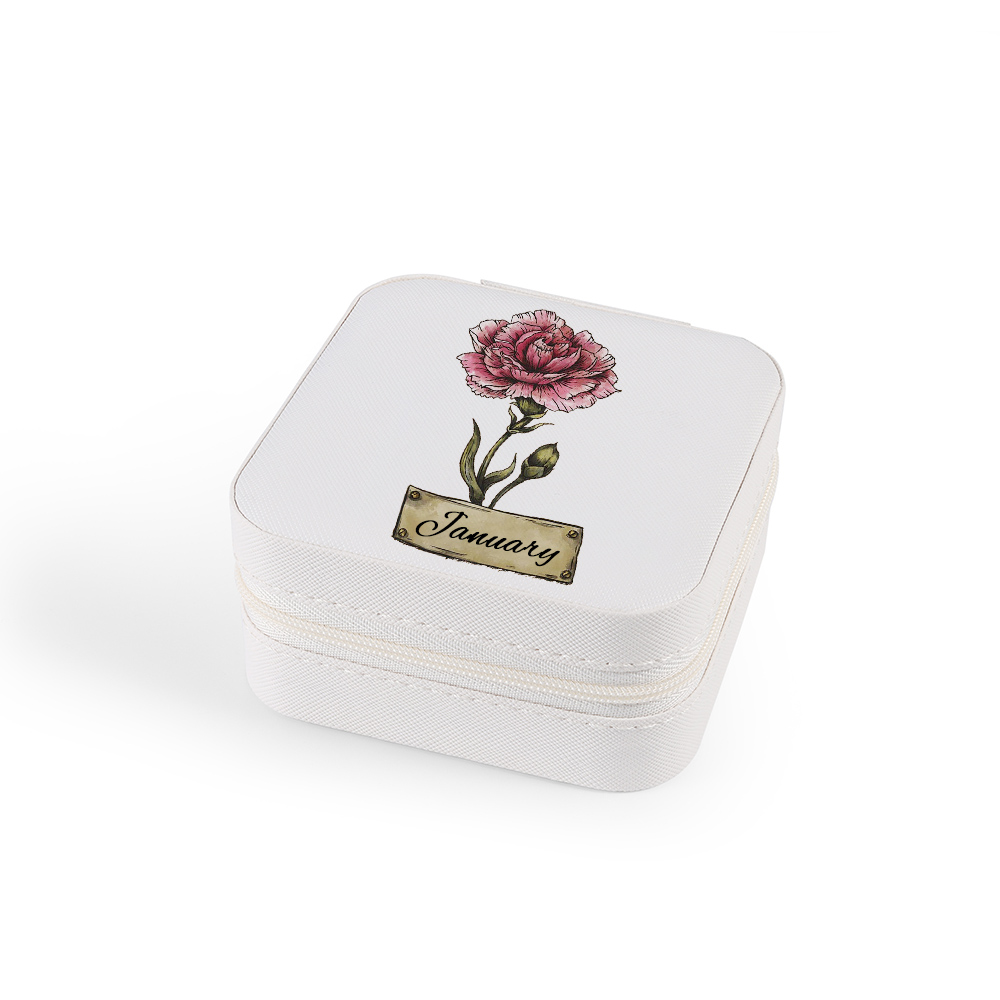 Square Jewelry Storage Box-Personalised 1 Name Customized Birthflower Storage Box In Various Colors