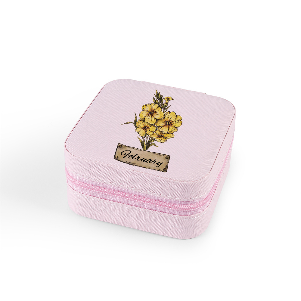 Square Jewelry Storage Box-Personalised 1 Name Customized Birthflower Storage Box In Various Colors