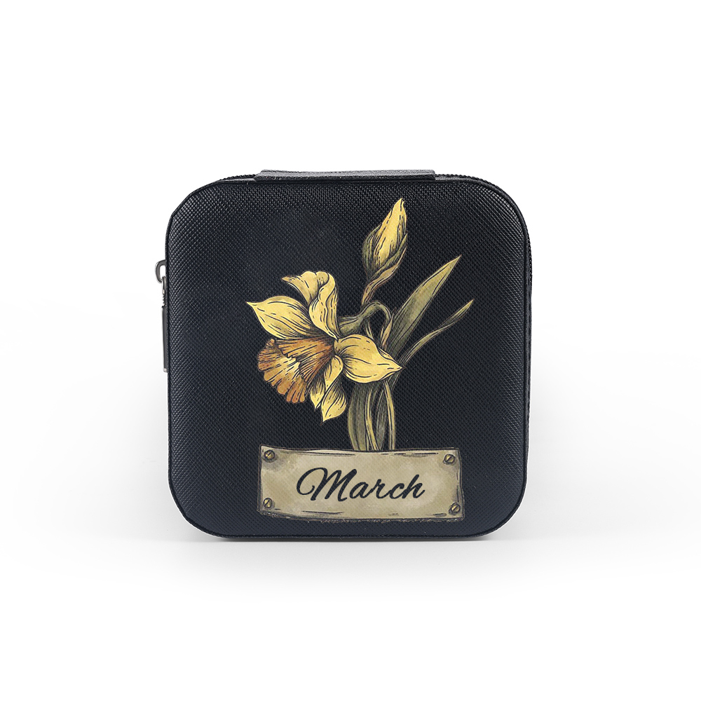 Square Jewelry Storage Box-Personalised 1 Name Customized Birthflower Storage Box In Various Colors