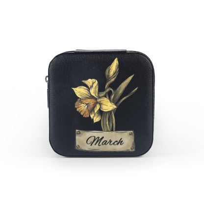 Square Jewelry Storage Box-Personalised 1 Name Customized Birthflower Storage Box In Various Colors