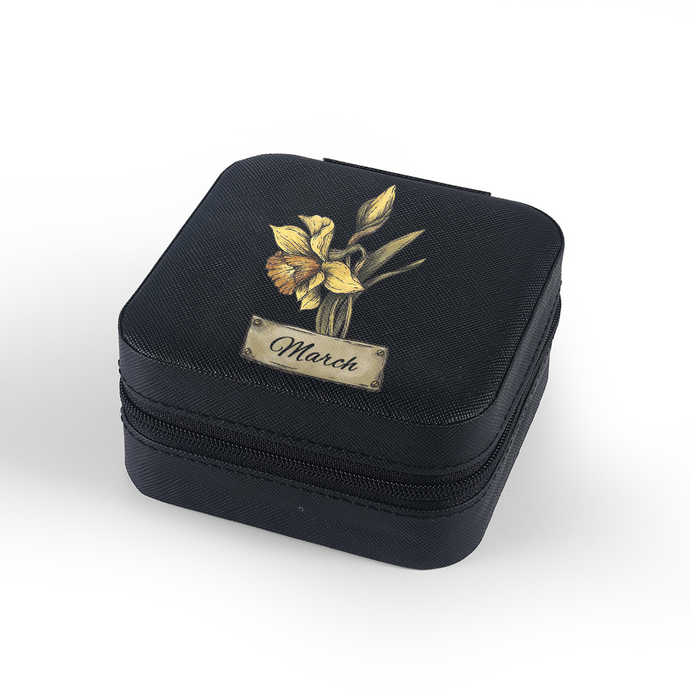 Square Jewelry Storage Box-Personalised 1 Name Customized Birthflower Storage Box In Various Colors