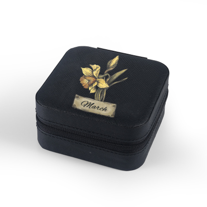 Square Jewelry Storage Box-Personalised 1 Name Customized Birthflower Storage Box In Various Colors