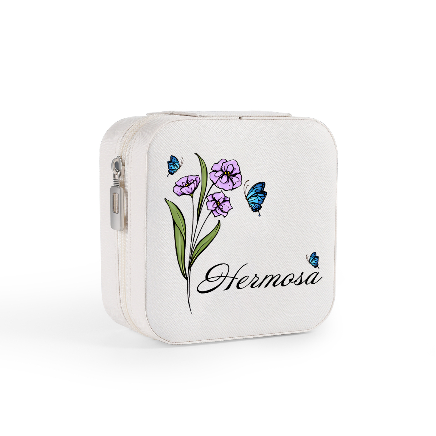 Square Jewelry Storage Photo Box-Personalised 1 Name Customized Birthflower Storage Box In Various Colors