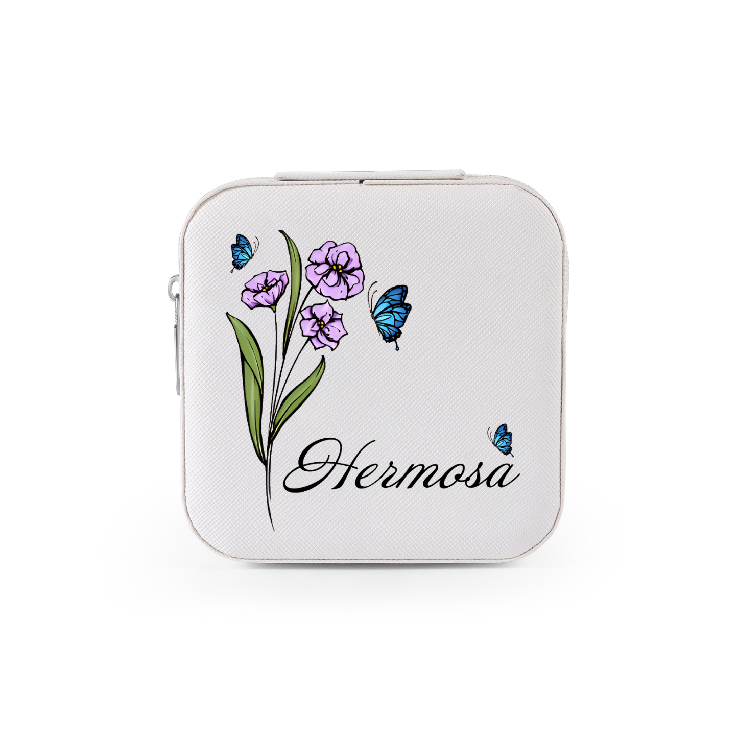 Square Jewelry Storage Photo Box-Personalised 1 Name Customized Birthflower Storage Box In Various Colors