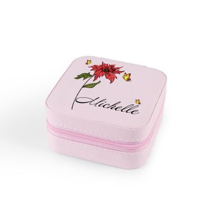 Square Jewelry Storage Photo Box-Personalised 1 Name Customized Birthflower Storage Box In Various Colors