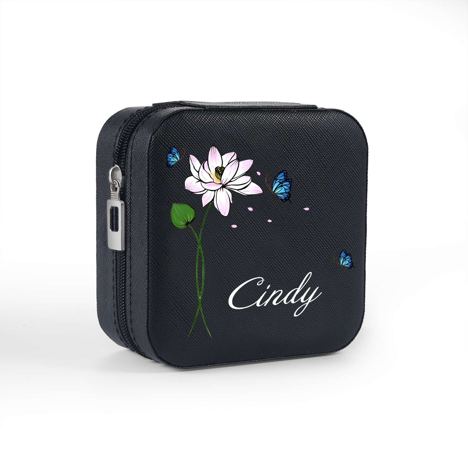 Square Jewelry Storage Photo Box-Personalised 1 Name Customized Birthflower Storage Box In Various Colors
