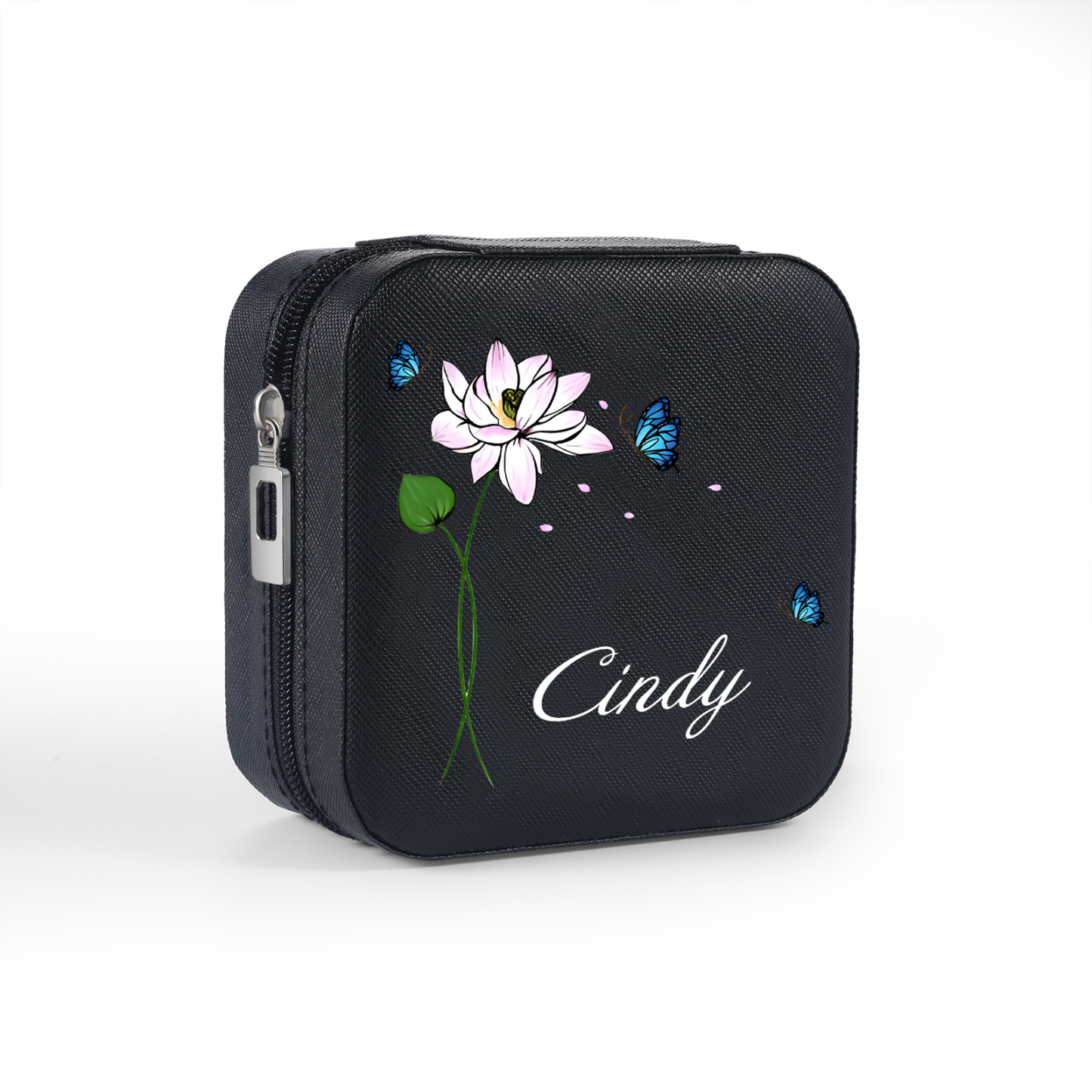 Square Jewelry Storage Photo Box-Personalised 1 Name Customized Birthflower Storage Box In Various Colors